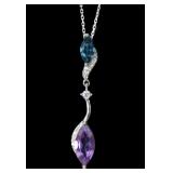 Sterling silver marquise cut amethyst and blue