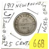 1917 Newfoundland 25-cents