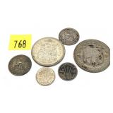 Lot, world silver coins, 6 pcs.