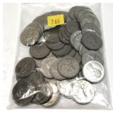 Lot, Canadian non-silver quarters, 52 pcs.