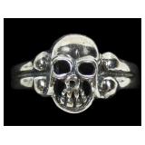 Sterling silver skull ring, size 9, 3.4 grams