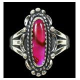 Sterling silver split shank pink paua ring,