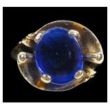10K Yellow gold vintage blue spinel ring, size 4,