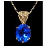 Sterling silver gold wash oval mix cut blue stone