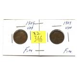 x2- 1909-VDB Lincoln cents-x2 cents -Sold