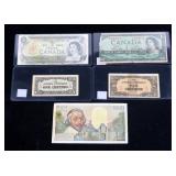 Lot, world bank notes, 5 pcs.