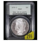 1879-S Morgan dollar PCGS slab certified MS-65
