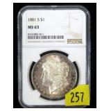 1881-S Morgan dollar NGC slab certified MS-63