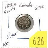 1882-H Canadian 5-cent silver
