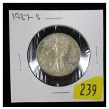 1937-S Walking Liberty half dollar