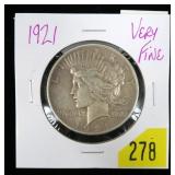 1921 Peace dollar, VF