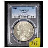 1921 Morgan dollar PCGS slab certified MS-63
