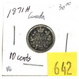 1871-H Canadian dime