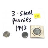 Lot, 1943 steel cents, 3 pcs.