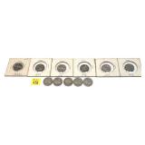x11- Buffalo nickels, mixed dates-x11 nickels-