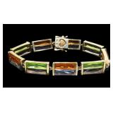 Sterling silver gold wash 7" multi-color bracelet