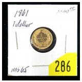 1861 $1 Gold dollar, Unc.