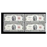 x4- $2 red seal consecutive notes series of 1953A,