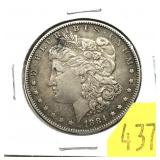 1884 Morgan silver dollar