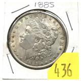 1885 Morgan silver dollar
