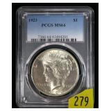 1923 Peace dollar PCGS slab certified MS-64