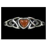 Sterling silver heart shape golstone ring