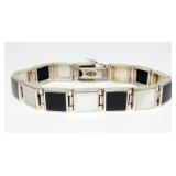 Sterling silver 7" mother of pearl and black onyx