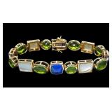 Sterling silver gold wash 7.5" basket set lapis,