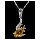 Sterling silver marquise cut citrine pendant