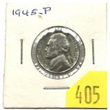 1945 Jefferson nickel, 35% silver