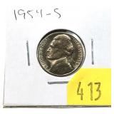 1954-S nickel, BU