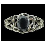 Sterling silver faceted hematite ring in lattice