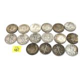 x16- Half dollars, 90% silver -x16 half dollars -