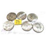 x6- Kennedy half dollars, 40% silver -x6 half