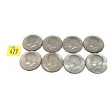 x8- Kennedy half dollars, mixed dates -x8 half