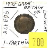 1838 British farthing