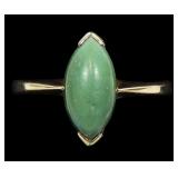 10K Yellow gold marquise cabochon jade ring,