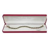 Sterling silver gold wash 7.5" oval cut blue