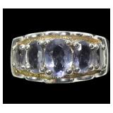 Sterling silver oval cut graduated tanzanite