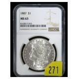 1887 Morgan dollar NGC slab certified MS-63