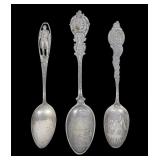 Lot, 3 Sterling vintage souvenir spoons, Lot of 3,