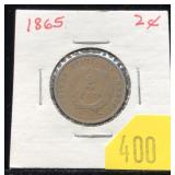 1865 2-cent piece