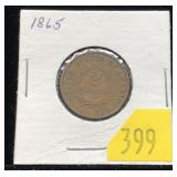 1865 2-cent piece