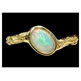 14K Gold plated sterling silver opal ring,