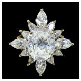 Sterling silver gold wash oval cut CZ cocktail