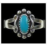 Sterling silver turquoise split shank ring, size 7