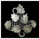 Sterling silver leaves cluster ring, size 6,
