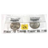 x2- Kennedy half dollars, mixed dates -x2 half