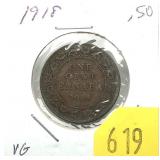 1918 Canadian Large cent