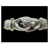 Sterling silver three-piece Fede ring, size 8,